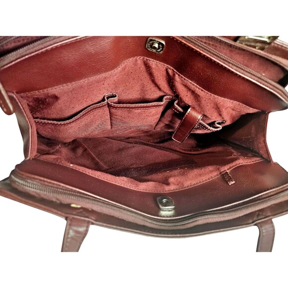 Vintage Liz Claiborne Purse Brown Lined Section Dividers  Shoulder Bag - Picture 5 of 9